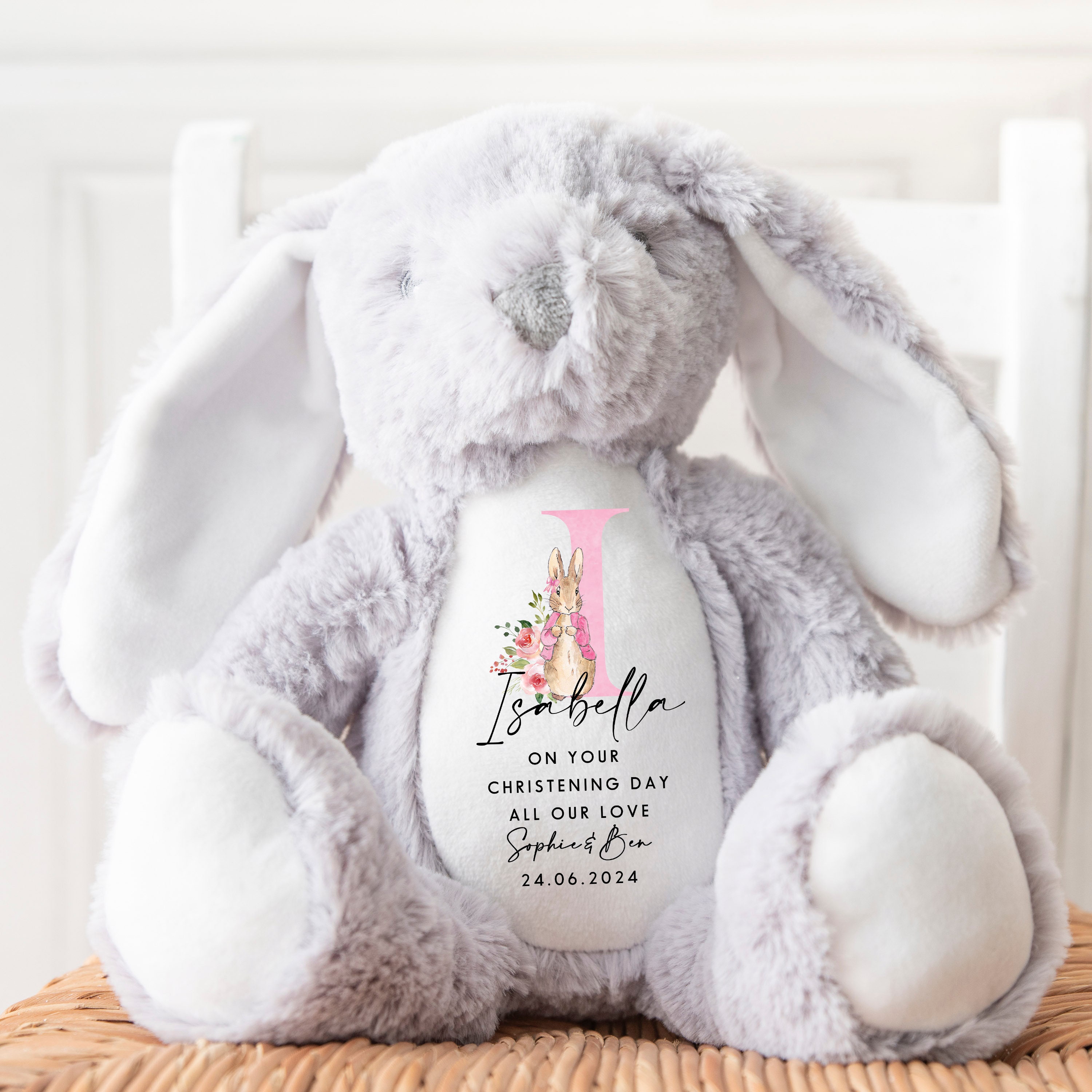 God Daughter Gift Bunny Teddy Christening, Personalised Gifts for Goddaughter, Gifts for GodSon, Christening Gifts, Baptism Gift Keepsake