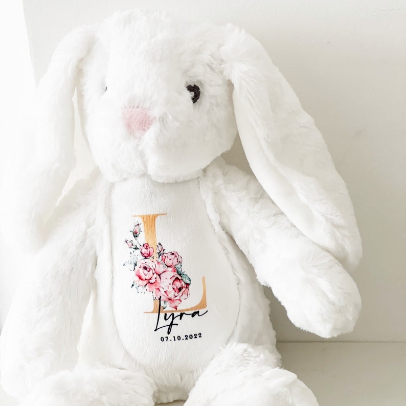 Personalised Bunny Rabbit, New Baby Gift, Personalised Plush Soft Toy, Your Name Teddy, Cuddly Toy, Girls and Boys Teddy Baby Shower Gift image 8