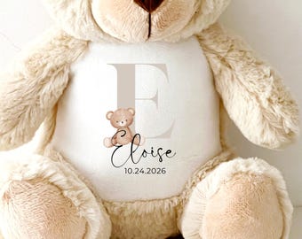 Coniglietto personalizzato, regalo per neonato, peluche per annunciare la nascita, ricordo di benvenuto al mondo per il neonato, regalo per il nuovo nipotino