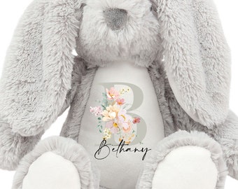 Conejito personalizado, nuevo regalo de bebé, peluche personalizado, su nombre de peluche, peluche, regalo de baby shower de peluche para niñas y niños
