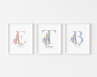 Personalised Nursery Print, Baby Gift Ideas, New Baby Gift, Peter Rabbit Themed Nursery Print, Baby Room Decor, Nursery Print Personalised