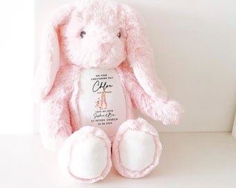 Personalised Christening Bunny, Personalised Christening Teddy, Your Christening Day Gift, Custom Name Teddy, Gifts for Girls,Gifts for Boys