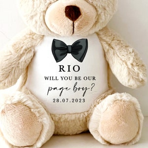 Page Boy Teddy, Personalised Gifts for Page Boys, Page Boy Proposal Gift, Will you be my Page Boy? Page Boy Teddy Proposal Page Boy Keepsake