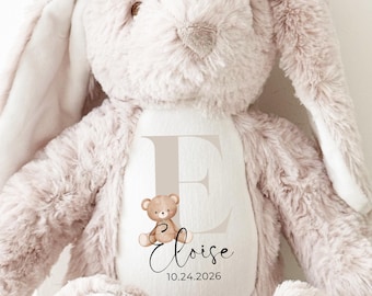 Personalised Bunny Rabbit New Baby Gift Plush Soft Toy Newborn Keepsake Birth Announcement Welcome Baby Girl Boy Gift Grandchild