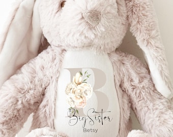 Personalised Bunny Rabbit Sisters, Big Sister Gift, Little Sister Gift, Personalised Plush Soft Toy, Your Name Teddy, Cuddly Sister Gifts