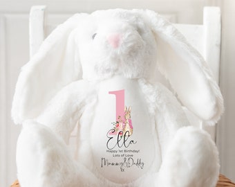 Personalised Bunny Rabbit, 1st Birthday Gift, Personalised First Birthday Gift, Your Name Teddy, Girls and Boys Birthday Gifts, Keepsake