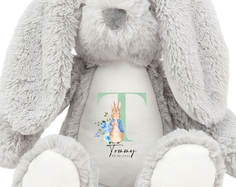 Personalised Bunny Rabbit, New Baby Gift, Personalised Plush Soft Toy, Your Name Teddy, Cuddly Toy, Girls and Boys Teddy Baby Shower Gift