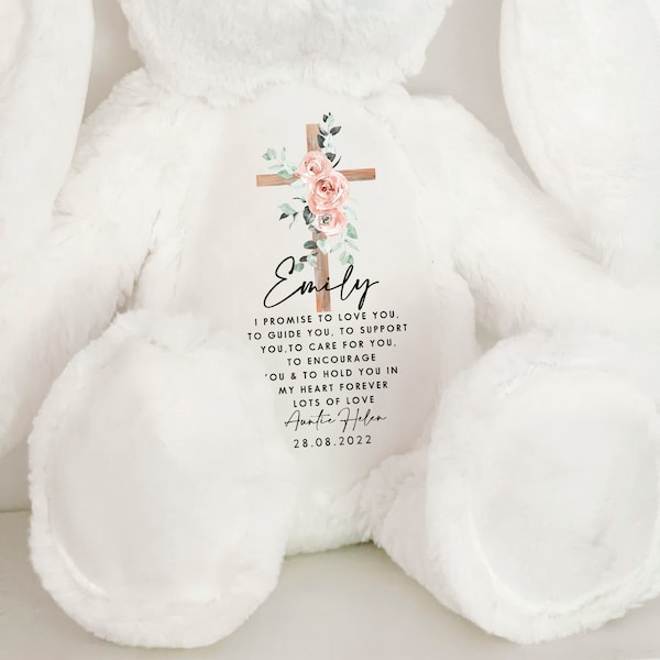 Personalised Teddy Gift, Gifts for God Daughter, Gifts for God Son, Christening Gifts, Baptism Gift, Baptism Keepsake