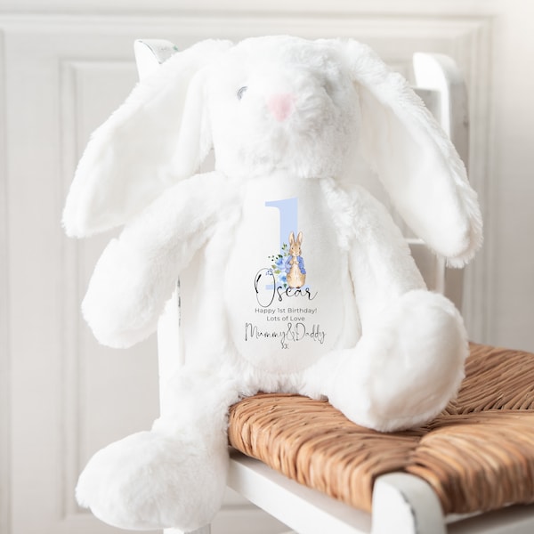 Personalised Bunny Rabbit, 1st Birthday Gift, Personalised First Birthday Gift, Your Name Teddy, Girls and Boys Birthday Gifts, Keepsake