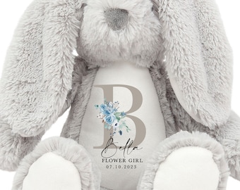 Personalised Bunny Rabbit, Flower Girl Gift Proposal, Will you be our Flower Girl? Personalised Your Name Teddy, Flower Girl Proposal Gift