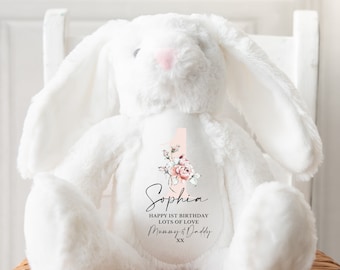 Personalised Bunny Rabbit, 1st Birthday Gift, Personalised First Birthday Gift, Your Name Teddy, Girls and Boys Birthday Gifts, Keepsake