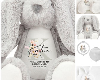 Flower Girl Personalised Bunny Gift, Gifts for Flower Girls, Flower Girl Proposal Gift, Will you be my Flower Girl? Flower Girl Name Teddy