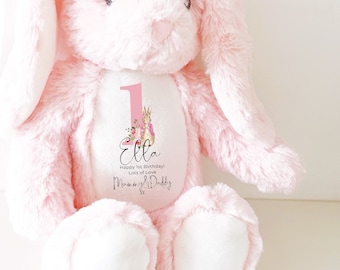 Personalised Bunny Rabbit, 1st Birthday Gift, Personalised First Birthday Gift, Your Name Teddy, Girls and Boys Birthday Gifts, Keepsake