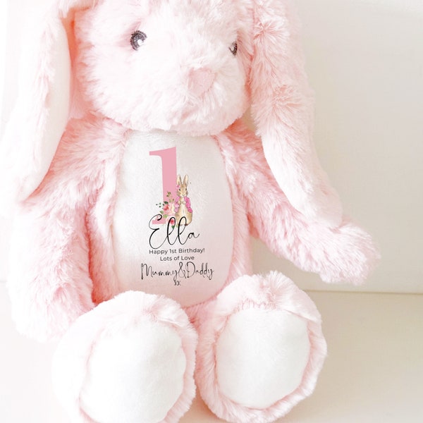 Personalised Bunny Rabbit, 1st Birthday Gift, Personalised First Birthday Gift, Your Name Teddy, Girls and Boys Birthday Gifts, Keepsake