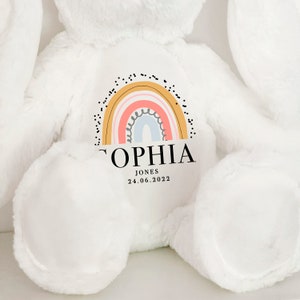 Personalised Baby Shower Gift, Bunny, New Baby Gift, Personalised Plush Soft Toy, Your Name Teddy, Girls and Boys Teddy Baby Shower Gift