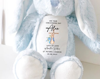 Personalised Christening Bunny, God Son Gift Personalised Christening Teddy, Your Christening Day Gift, Custom Name Teddy, Gift Girls & Boys