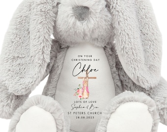 Personalised Christening Bunny, Personalised Christening Teddy, Your Christening Day Gift, Custom Name Teddy, Gifts for Girls,Gifts for Boys