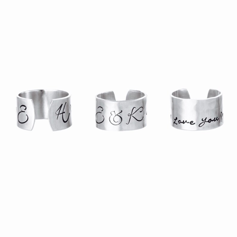 Rose Gold Ring Personalised Cuff Ring Gold Ring Custom Ring by Glam and Co Name Ring Inspirational Ring