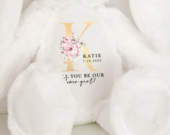 Regalo de peluche personalizado de la niña de las flores, regalos para las niñas de las flores, regalo de propuesta de la niña de las flores, ¿serás mi niña de las flores? Propuesta de niña de las flores