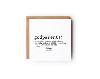 Godparents Card - Godmother Gift - Godfather Gift - Gift Ideas for Godmother, Godfather, Godparents from Godchild, Christening Baptism Gifts