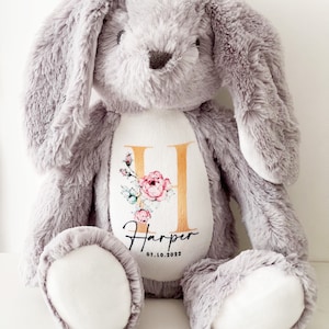 Personalised Bunny Rabbit, New Baby Gift, Personalised Plush Soft Toy, Your Name Teddy, Cuddly Toy, Girls and Boys Teddy Baby Shower Gift zdjęcie 7