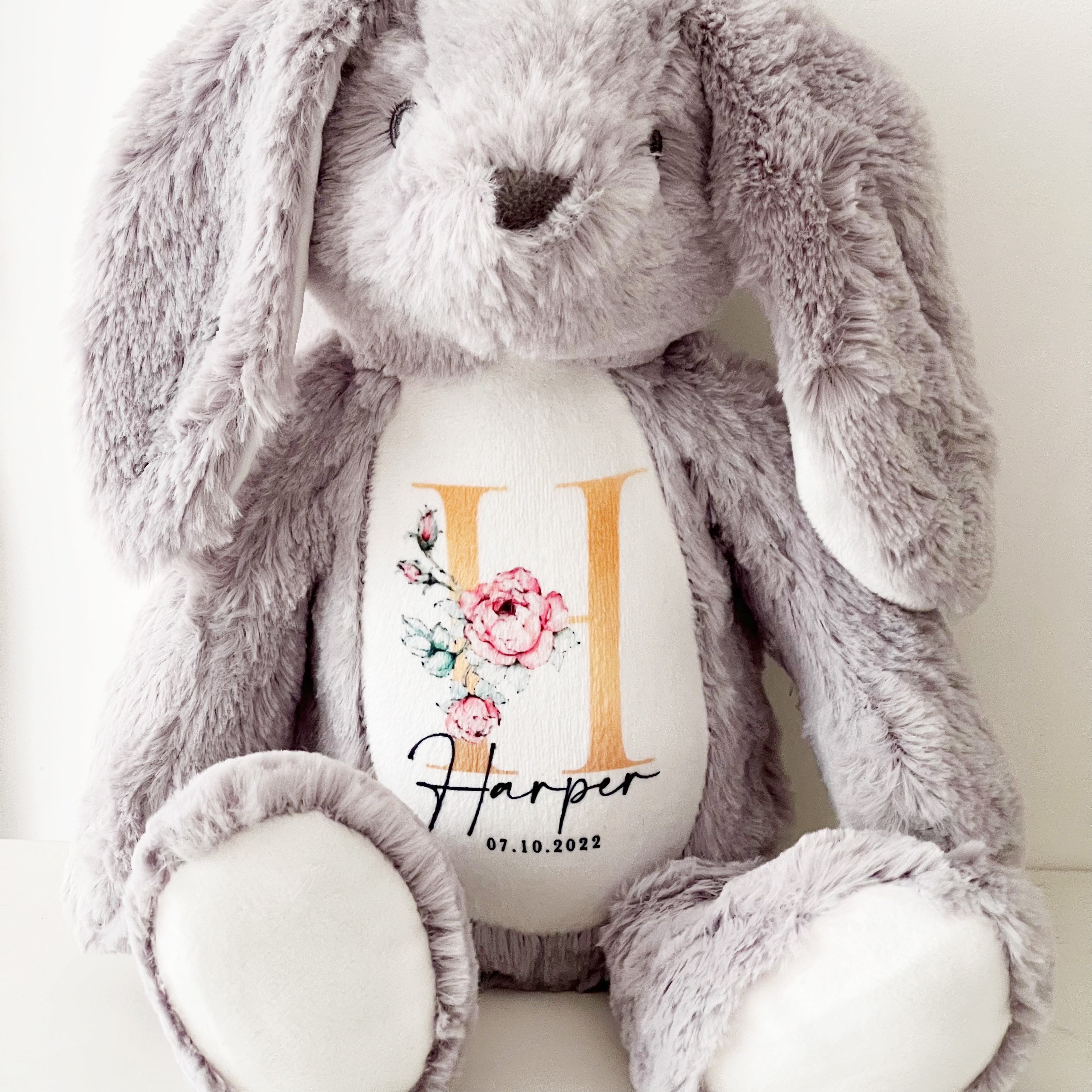 Personalised Bunny Rabbit, New Baby Gift, Personalised Plush Soft Toy, Your Name Teddy, Cuddly Toy, Girls and Boys Teddy Baby Shower Gift