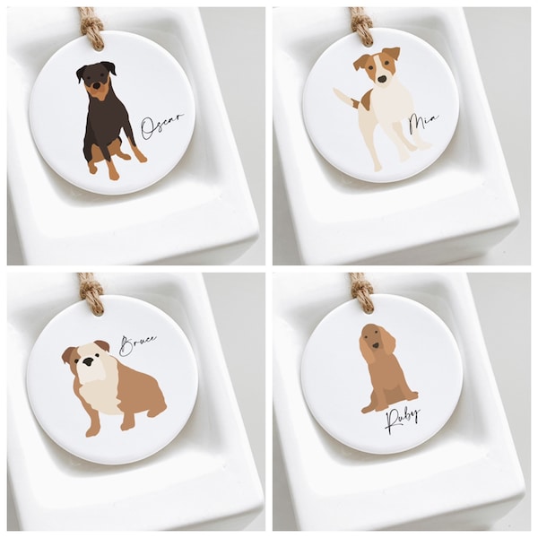 Personalised Dog Pet Ceramic Hanging Ornament - Gift for Dog Lovers - Other breeds available Dog Pet Keepsake Dog Keepsake for Owners