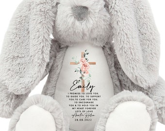 God Daughter Gift Bunny Teddy Christening, Personalised Gifts for God Daughter, Gifts for God Son, Christening Gifts, Baptism Gift Keepsake