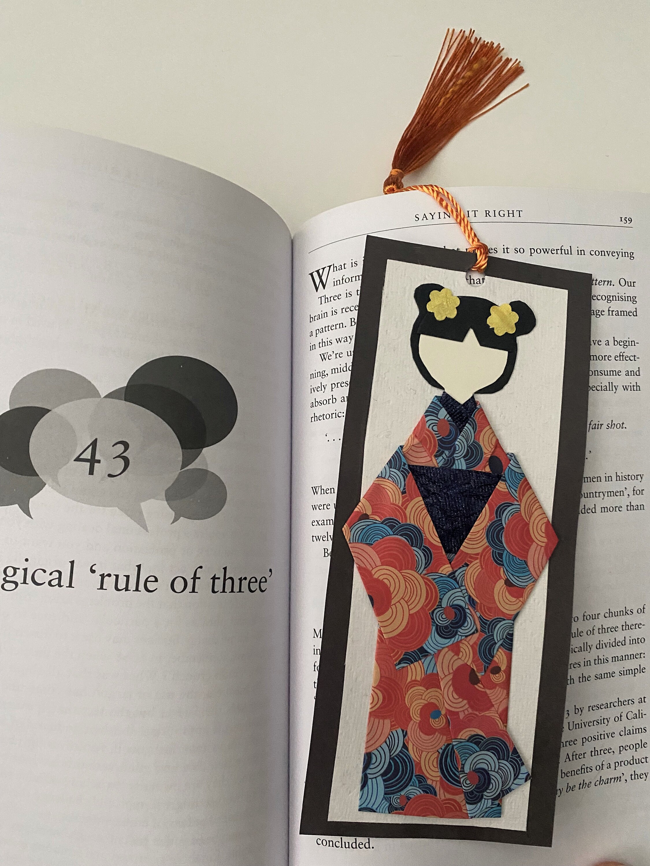 Geisha Bookmark Origami Japanese Doll Blue and Orange Kimono - Etsy