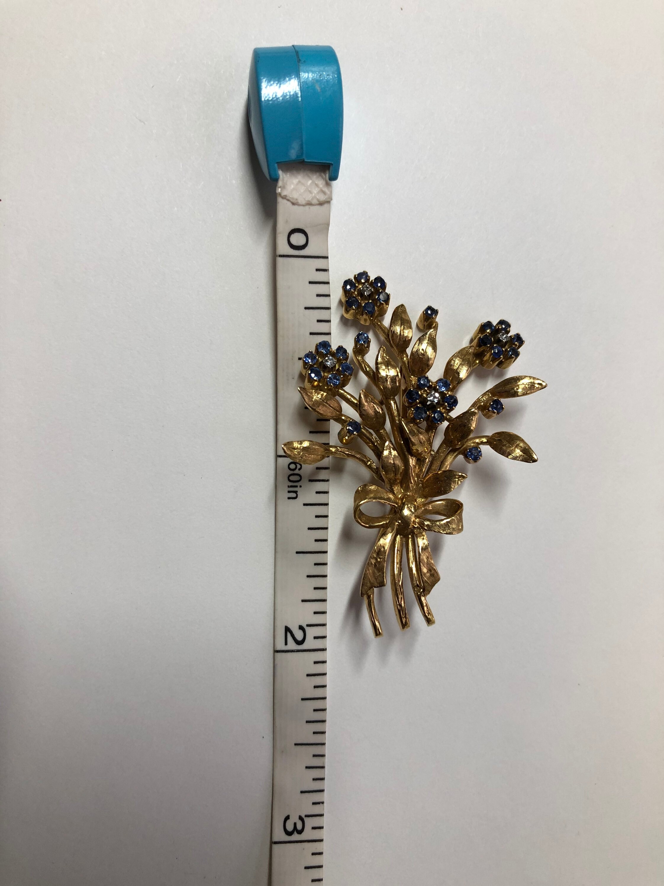 Fabulous 18k Italian Gold Pin/pendant With Diamonds and Sapphires