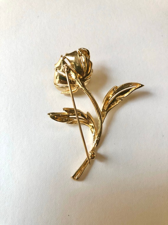 Stunning 14k Gold Poppy Pin With Pearl - image 2