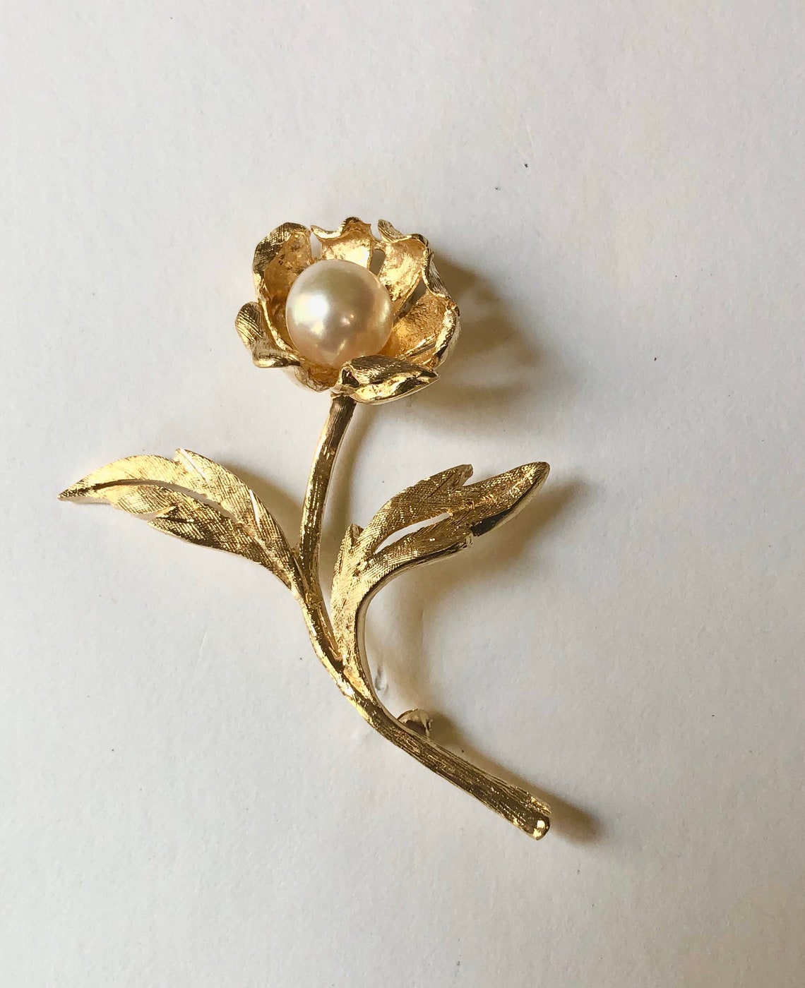 Stunning 14k Gold Poppy Pin With Pearl - Etsy
