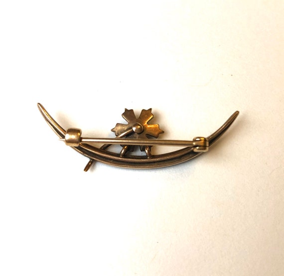 Victorian Seed Pearl Crescent Moon Pin - image 4