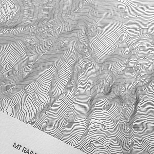 Mount Rainier Letterpress Topographic Map Washington Wall Decor Mt Rainer Art Topo Map Gifts image 1