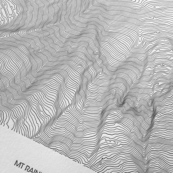 Mount Rainier Letterpress Topographic Map - Washington Wall Decor - Mt Rainer Art - Topo Map Gifts