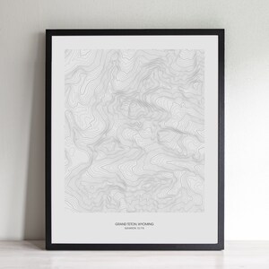 Grand Teton Wall Art - National Park Topographic Poster - Letterpress Wall Decor Carte - Jackson Hole Wyoming Art Print