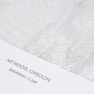 Mount Hood Toographic Map Wall Art - Letterpress Poster Print - Mt Hood Topo - Oregon Wall Decor Cadeaux