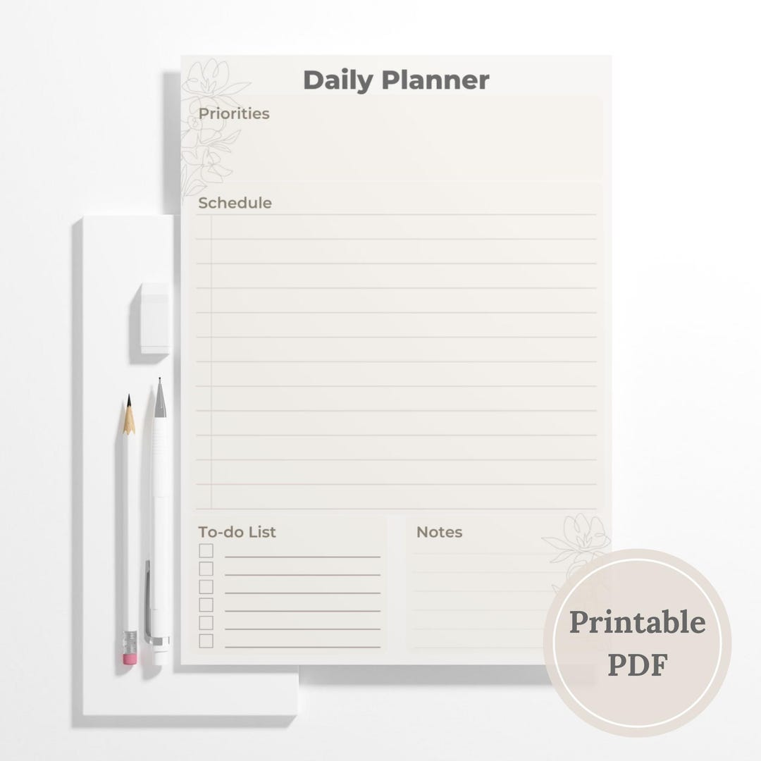 Minimalist Daily Planner Printable, Simple Schedule Organizer (PDF) - Etsy