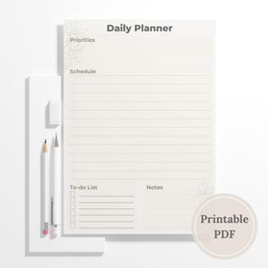 Minimalist Daily Planner Printable, Aesthetic Digital Planner PDF, Simple To-Do List & Schedule Organizer, Instant Download