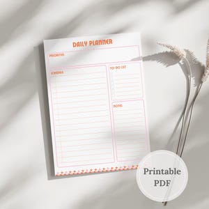 Minimalist Daily Planner Printable, Aesthetic Digital Planner PDF, Simple To-Do List & Schedule Organizer, Instant Download