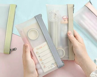 Transparent Pastel Pencil Case Pouch.Sleek and modern pencil bag. Morandi Color, Retro Shade, School Supplies, Pastel, Cute Stationery