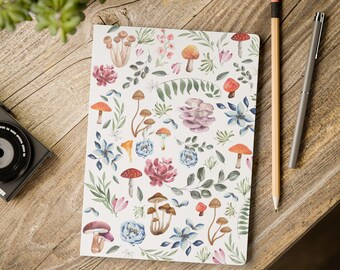 Cottagecore Mushroom Floral Softcover Journal | 100 pages or 200 Pages | Ratoons Softcover Journals
