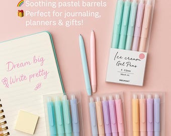 Pastel Gel Pens - Kawaii Stationery Set, Black Ink