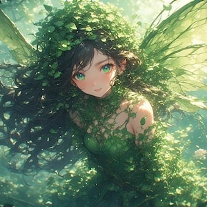 anime girl in Vines AI generated