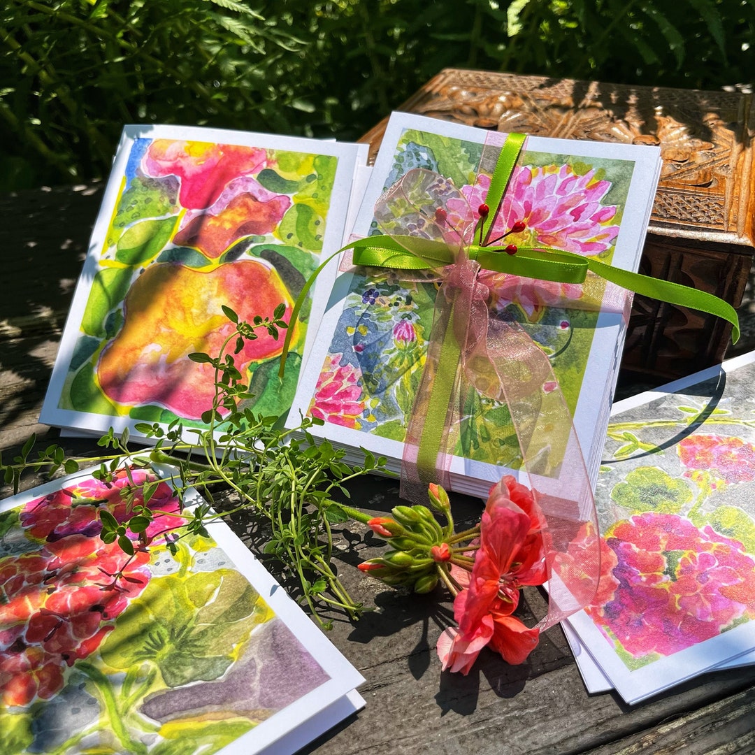 Summer Flowers Note Card Series - Etsy
