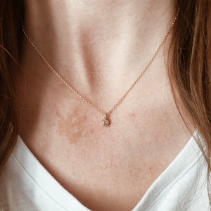 Tiny Birthstone Necklace in 14/20 Gold Fill