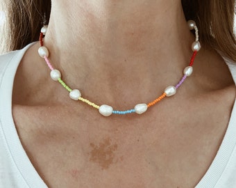 Block Colored Freshwater Pearl Necklace