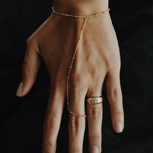 Beaded Hand Chain / Ring Bracelet in 14/20 Gold-fill image 5