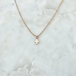 Tiny Cross Necklace in 14/20 Gold-fill, 14/20 Rose Gold-fill or .925 Sterling Silver 14, 15, 16, 17, 18, 19 or 20 Chain image 3