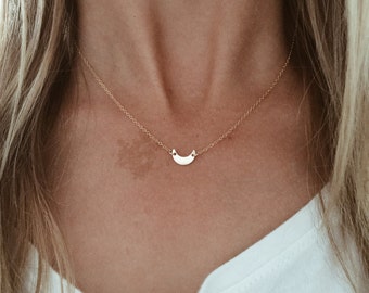 Crescent Moon Necklace in 14/20 Gold-fill, 14/20 Rose Gold-fill or Sterling Silver